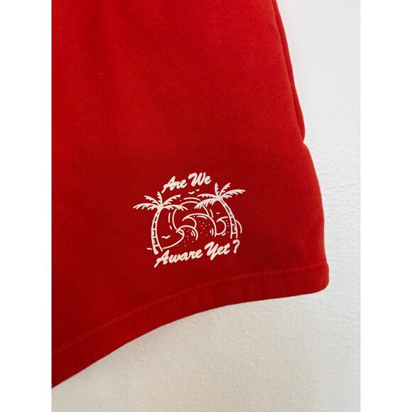 The Mayfair Group Are We Aware Yet Sweat Shorts Red XS - Picture 3 of 6